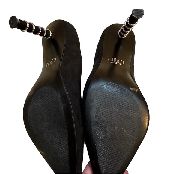 JLo Parlow 2 Jeweled Black Pump Heels 8.5 - Picture 4 of 13
